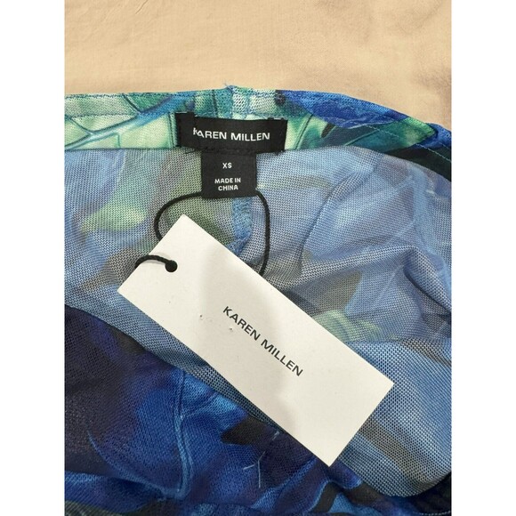 NWT Karen Millen Womens XS Blue Palm Print Beach Elastic Waist Maxi Skirt Retro - Picture 6 of 10